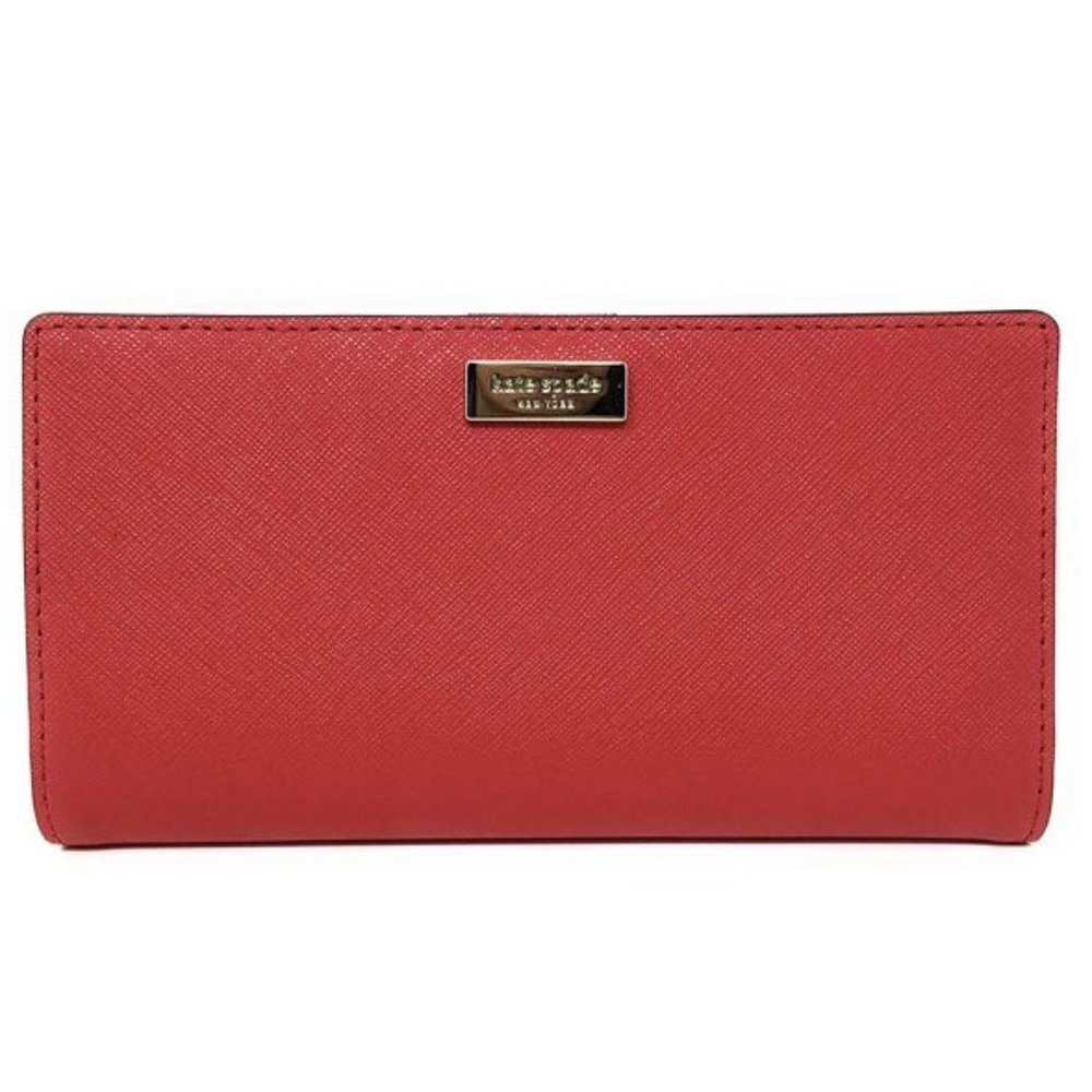 Kate Spade Laurel Way Stacy Saffiano Leather Wallet Hot Chili Red NWT